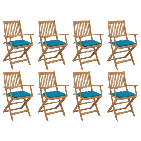 8 pcs folding garden chairs and solid acacia wood cushions by vidaXL, Garden chairs - Ref: Foro24-3075104, Price: 420,49 €, D...