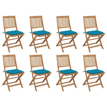 8 pcs folding garden chairs and solid acacia wood cushions by vidaXL, Garden chairs - Ref: Foro24-3075132, Price: 384,43 €, D...