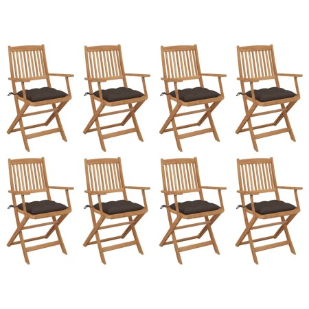 8 pcs folding garden chairs and solid acacia wood cushions by vidaXL, Garden chairs - Ref: Foro24-3075108, Price: 429,99 €, D...