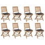 Folding garden chairs 8 units and solid acacia wood cushions by vidaXL, Garden chairs - Ref: Foro24-3075128, Price: 384,43 €,...