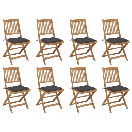 Folding garden chairs 8 units and solid acacia wood cushions by vidaXL, Garden chairs - Ref: Foro24-3075128, Price: 384,43 €,...