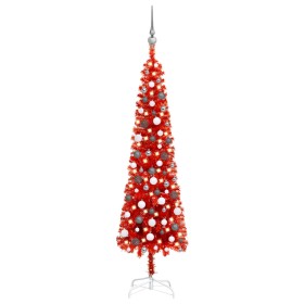 Árbol de Navidad delgado con LEDs y bolas rojo 180 cm de vidaXL, Arboles de navidad - Ref: Foro24-3078123, Precio: 63,99 €, D...