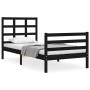 Estructura de cama con cabecero madera maciza negro 100x200 cm de vidaXL, Camas y somieres - Ref: Foro24-3193980, Precio: 119...