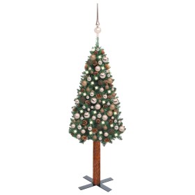 Schmaler künstlicher Weihnachtsbaum mit LED und grünen PVC-Kugeln 180 cm von vidaXL, Weihnachtsbäume - Ref: Foro24-3077861, P...