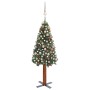 Árbol Navidad artificial estrecho LED y bolas PVC verde 180 cm de vidaXL, Arboles de navidad - Ref: Foro24-3077861, Precio: 1...