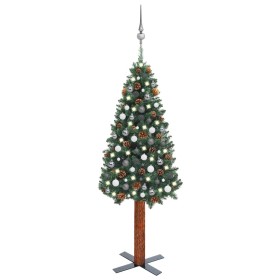 Árbol de Navidad delgado con luces y bolas verde 180 cm de vidaXL, Arboles de navidad - Ref: Foro24-3077909, Precio: 89,99 €,...