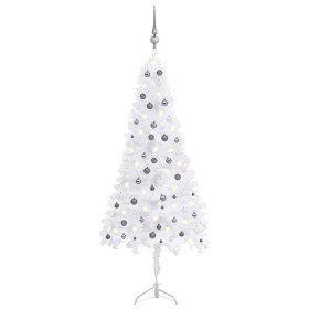 LED-Eck-Weihnachtsbaum und weiße PVC-Kugeln 240 cm von vidaXL, Weihnachtsbäume - Ref: Foro24-3077971, Preis: 55,49 €, Rabatt: %