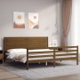 Honey brown solid wood bed frame and headboard 200x200 cm by vidaXL, Beds and slatted bases - Ref: Foro24-3195049, Price: 216...