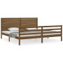 Honey brown solid wood bed frame and headboard 200x200 cm by vidaXL, Beds and slatted bases - Ref: Foro24-3195049, Price: 216...