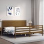 Honey brown solid wood bed frame and headboard 200x200 cm by vidaXL, Beds and slatted bases - Ref: Foro24-3195049, Price: 216...