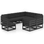 Set de muebles de jardín 9 pzas con cojines madera pino negro de vidaXL, Conjuntos de jardín - Ref: Foro24-3076858, Precio: 1...