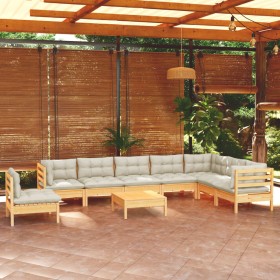 Garden furniture 9 pieces and cushions solid cream pine wood by vidaXL, Garden sets - Ref: Foro24-3096737, Price: 653,23 €, D...