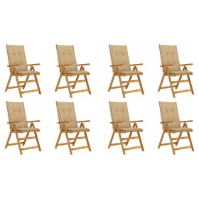 Folding garden chairs and cushions 8 pcs solid acacia wood by vidaXL, Garden chairs - Ref: Foro24-3075072, Price: 636,99 €, D...