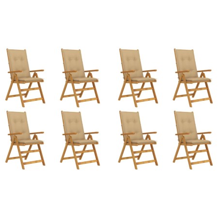 Folding garden chairs and cushions 8 pcs solid acacia wood by vidaXL, Garden chairs - Ref: Foro24-3075072, Price: 636,84 €, D...