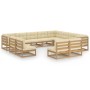 Set de muebles de jardín 12 pzs cojines madera pino marrón miel de vidaXL, Conjuntos de jardín - Ref: Foro24-3076947, Precio:...