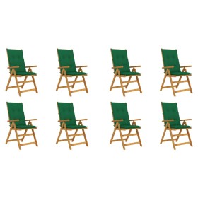 Folding garden chairs and cushions 8 pcs solid acacia wood by vidaXL, Garden chairs - Ref: Foro24-3075074, Price: 618,99 €, D...