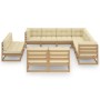 Set de muebles de jardín 11 pzs cojines madera pino marrón miel de vidaXL, Conjuntos de jardín - Ref: Foro24-3076937, Precio:...