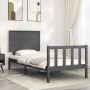 Estructura de cama con cabecero madera maciza gris 100x200 cm de vidaXL, Camas y somieres - Ref: Foro24-3193393, Precio: 126,...