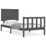 Estructura de cama con cabecero madera maciza gris 100x200 cm de vidaXL, Camas y somieres - Ref: Foro24-3193393, Precio: 126,...