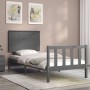 Estructura de cama con cabecero madera maciza gris 100x200 cm de vidaXL, Camas y somieres - Ref: Foro24-3193393, Precio: 126,...