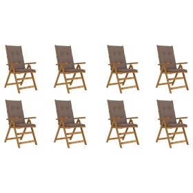 Folding garden chairs and cushions 8 pcs solid acacia wood by vidaXL, Garden chairs - Ref: Foro24-3075077, Price: 671,99 €, D...