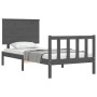 Estructura de cama con cabecero madera maciza gris 100x200 cm de vidaXL, Camas y somieres - Ref: Foro24-3193393, Precio: 126,...