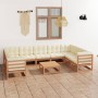 Garden furniture 10 pieces and cushions honey brown pine wood by vidaXL, Garden sets - Ref: Foro24-3078147, Price: 995,94 €, ...