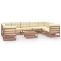 Garden furniture 10 pieces and cushions honey brown pine wood by vidaXL, Garden sets - Ref: Foro24-3078147, Price: 995,94 €, ...