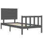 Estructura de cama con cabecero madera maciza gris 100x200 cm de vidaXL, Camas y somieres - Ref: Foro24-3193393, Precio: 126,...