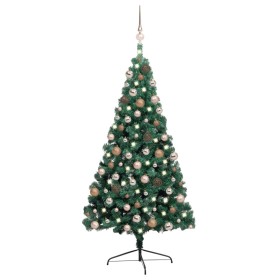 Halber Weihnachtsbaum mit Lichtern und grünen Kugeln 240 cm von vidaXL, Weihnachtsbäume - Ref: Foro24-3077567, Preis: 90,12 €...