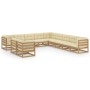 Set de muebles de jardín 11 pzs cojines madera pino marrón miel de vidaXL, Conjuntos de jardín - Ref: Foro24-3076987, Precio:...