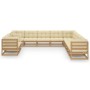 Set de muebles de jardín 11 pzs cojines madera pino marrón miel de vidaXL, Conjuntos de jardín - Ref: Foro24-3076987, Precio:...