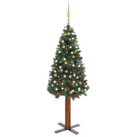 Árbol de Navidad delgado con luces y bolas verde 180 cm de vidaXL, Arboles de navidad - Ref: Foro24-3077813, Precio: 100,50 €...