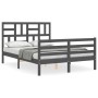 Gray solid wood bed frame with headboard 140x200 cm by vidaXL, Beds and slatted bases - Ref: Foro24-3194898, Price: 159,15 €,...