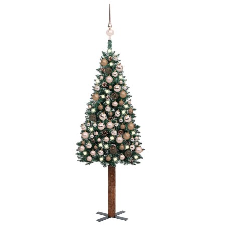 Árbol de Navidad delgado con luces y bolas verde 150 cm de vidaXL, Arboles de navidad - Ref: Foro24-3077863, Precio: 89,20 €,...