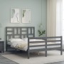 Gray solid wood bed frame with headboard 140x200 cm by vidaXL, Beds and slatted bases - Ref: Foro24-3194898, Price: 159,15 €,...