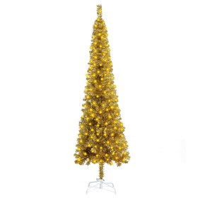 Slim Christmas tree with LEDs gold 150 cm by vidaXL, Christmas trees - Ref: Foro24-3078004, Price: 44,78 €, Discount: %