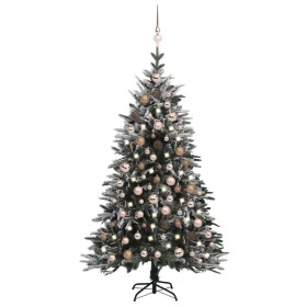 Christmas tree with LED, balls and flocked snow PVC and PE 180 cm by vidaXL, Christmas trees - Ref: Foro24-3077881, Price: 22...