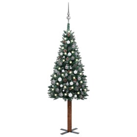 Árbol de Navidad delgado con luces y bolas verde 150 cm de vidaXL, Arboles de navidad - Ref: Foro24-3077911, Precio: 70,95 €,...