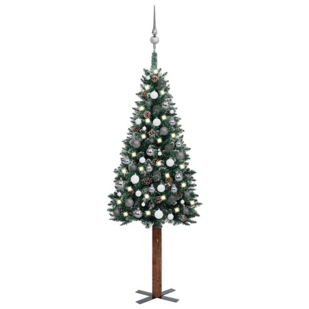 Schlanker Weihnachtsbaum mit Lichtern und Kugeln grün 150 cm von vidaXL, Weihnachtsbäume - Ref: Foro24-3077911, Preis: 70,95 ...