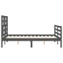 Gray solid wood bed frame with headboard 140x200 cm by vidaXL, Beds and slatted bases - Ref: Foro24-3194898, Price: 159,15 €,...