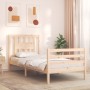 Estructura de cama con cabecero madera maciza 90x200 cm de vidaXL, Camas y somieres - Ref: Foro24-3194556, Precio: 98,37 €, D...