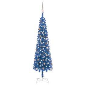 Árbol de Navidad delgado con LEDs y bolas azul 210 cm de vidaXL, Arboles de navidad - Ref: Foro24-3078078, Precio: 82,99 €, D...