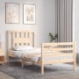 Bed frame with solid wood headboard 90x200 cm by vidaXL, Beds and slatted bases - Ref: Foro24-3194556, Price: 97,84 €, Discou...