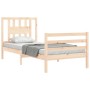 Bed frame with solid wood headboard 90x200 cm by vidaXL, Beds and slatted bases - Ref: Foro24-3194556, Price: 97,84 €, Discou...