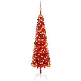 Árbol de Navidad delgado con LEDs y bolas rojo 180 cm de vidaXL, Arboles de navidad - Ref: Foro24-3078041, Precio: 65,99 €, D...