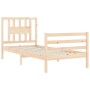 Bed frame with solid wood headboard 90x200 cm by vidaXL, Beds and slatted bases - Ref: Foro24-3194556, Price: 97,84 €, Discou...