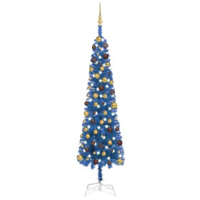 Slim Christmas tree with LEDs and blue balls 210 cm by vidaXL, Christmas trees - Ref: Foro24-3078037, Price: 76,99 €, Discoun...