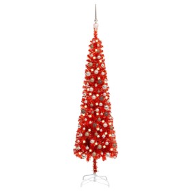 Árbol de Navidad delgado con LEDs y bolas rojo 180 cm de vidaXL, Arboles de navidad - Ref: Foro24-3078082, Precio: 68,99 €, D...