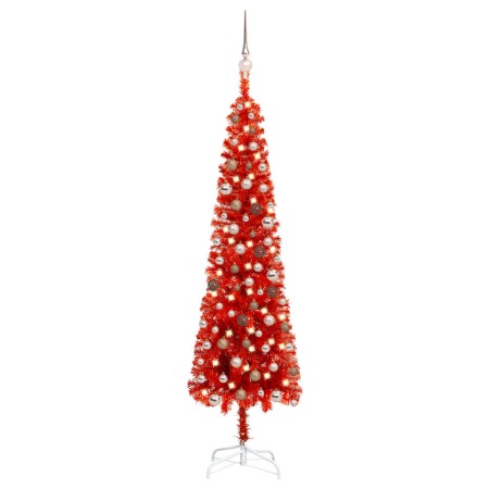 Schlanker Weihnachtsbaum mit LEDs und roten Kugeln 180 cm von vidaXL, Weihnachtsbäume - Ref: Foro24-3078082, Preis: 68,99 €, ...